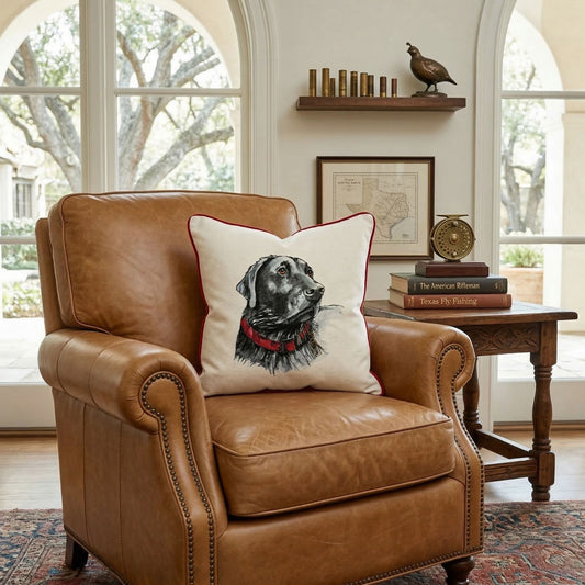 Black Lab Cream Twill Pillow