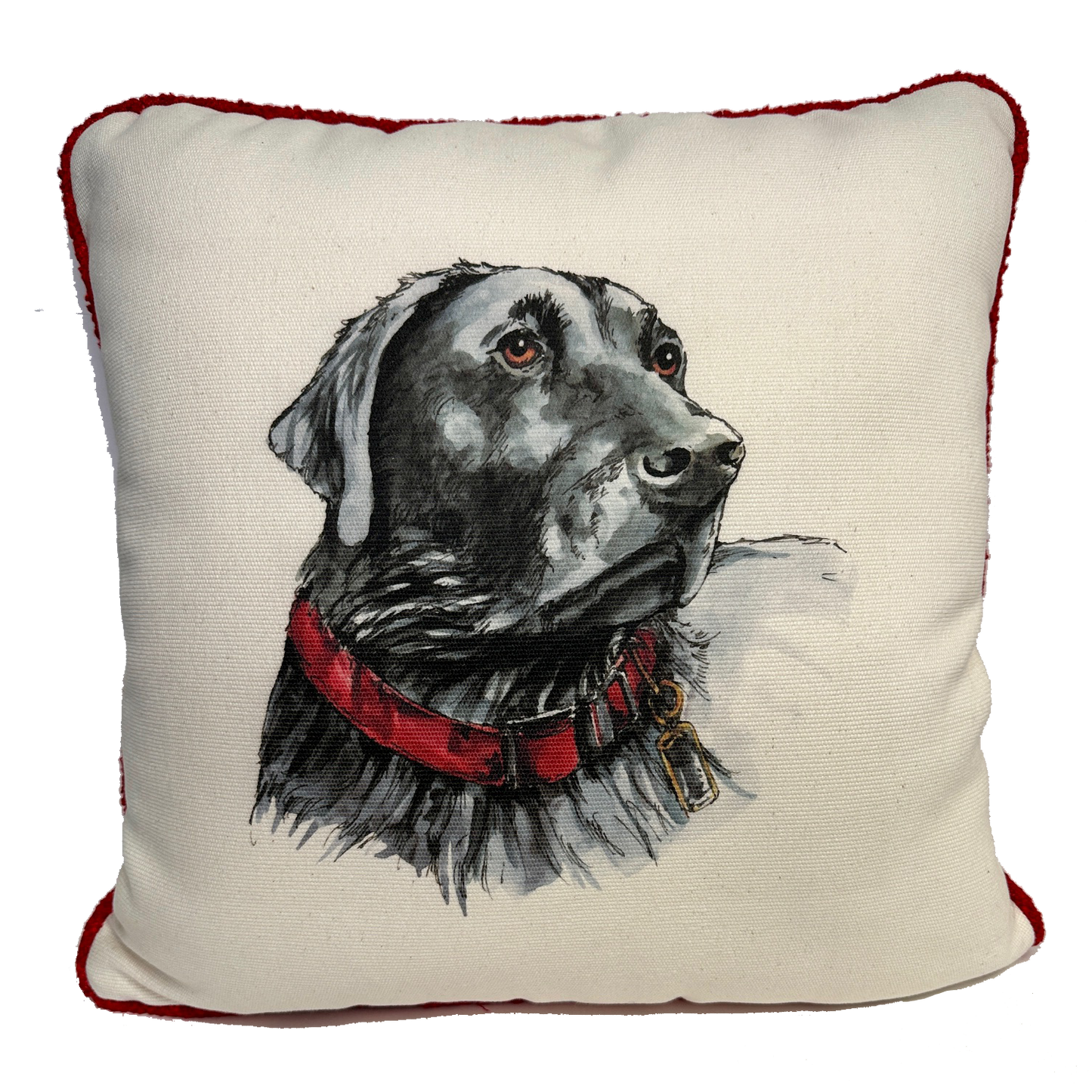 Black Lab Cream Twill Pillow
