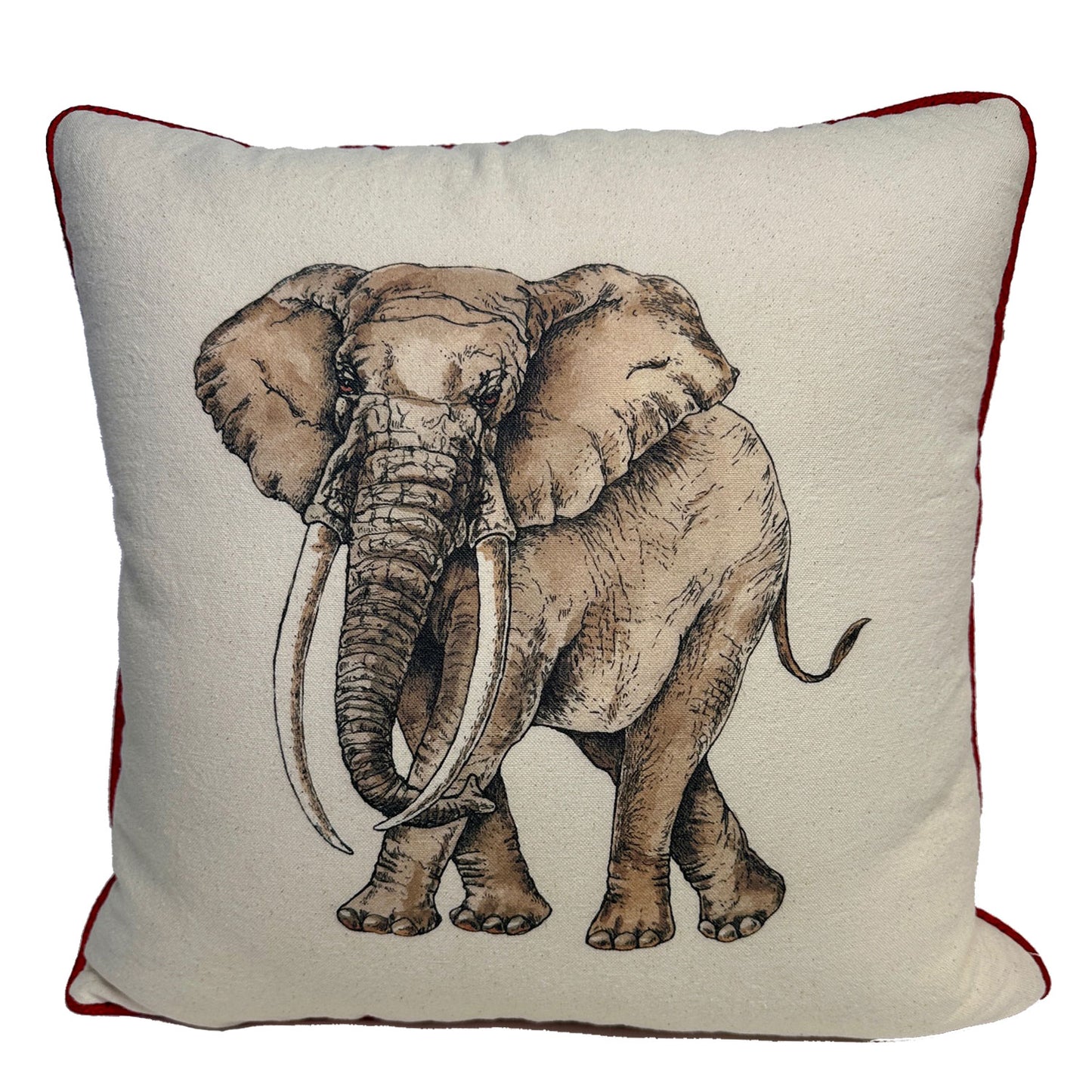 Elephant Tan Canvas Pillow