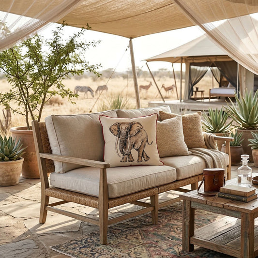 Elephant Tan Canvas Pillow