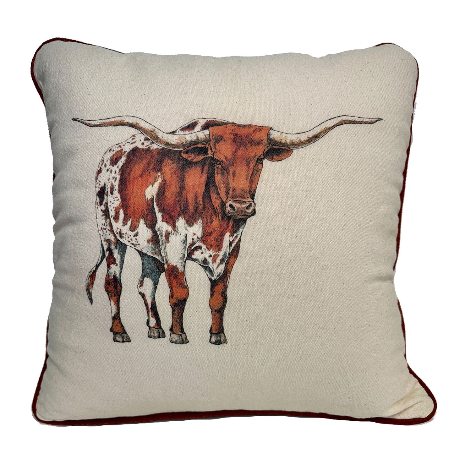 Longhorn Tan Canvas Pillow